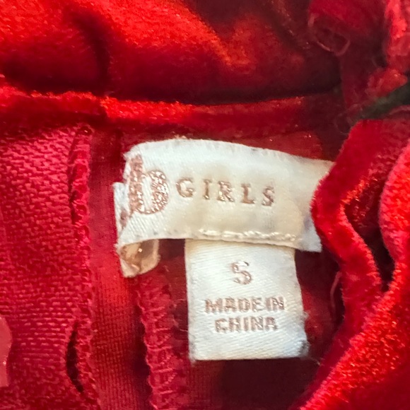 GB Girls Vibrant Red Velvet Top - Picture 3 of 6